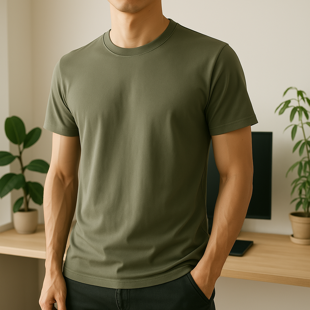 Bamboo Performance Tee in Olive Green
