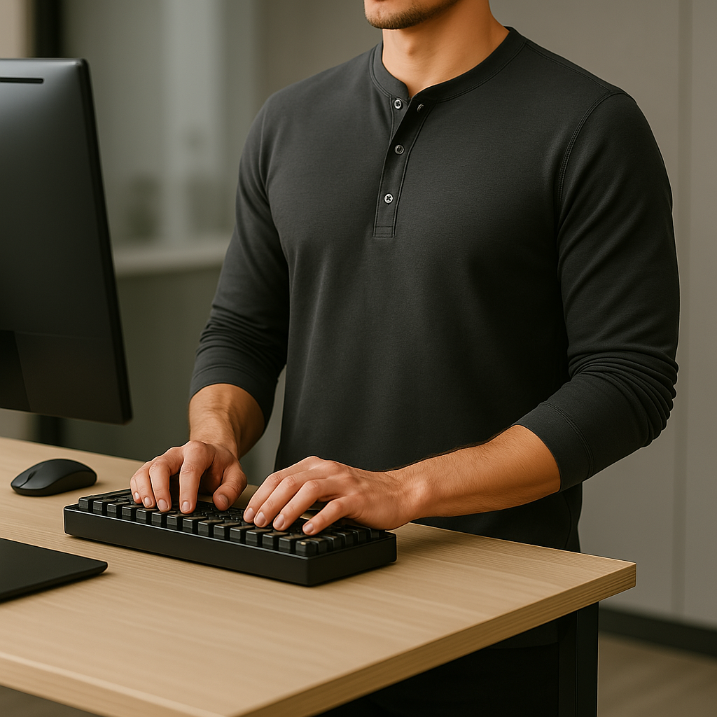 Long-Sleeve Henley in dark gray