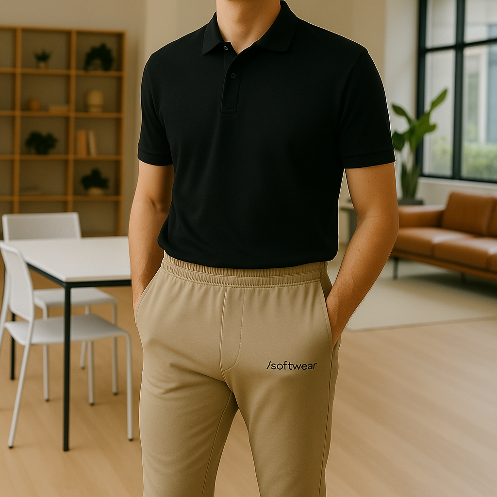 Tailored Bamboo Polo in Black