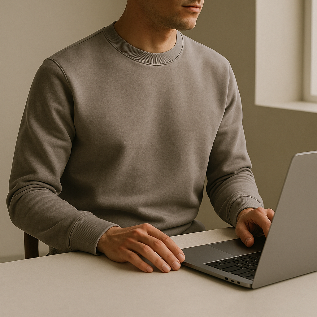 Structured Crew Sweatshirt in taupe gray